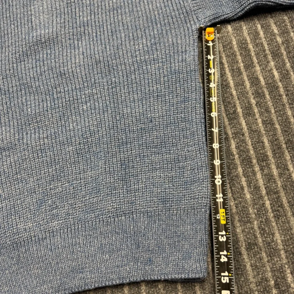 L.L. Bean High Trek Yarn Sweater L Blue NEW Henley Wool Blend Waffle Knit (2180)